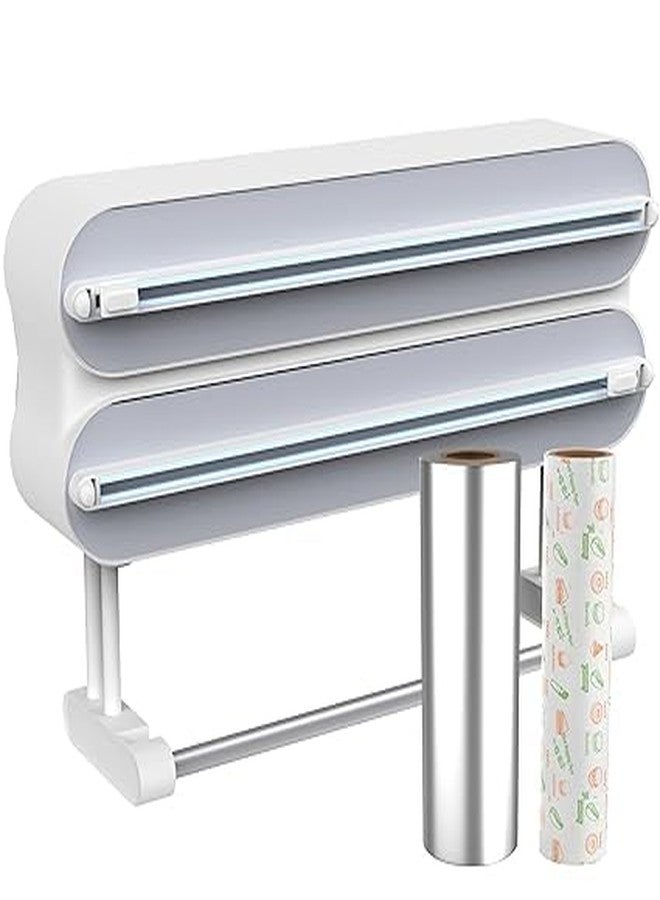 CHALISA Magnetic Foil Paper and Holder Plastic 3 in 1 Aluminum Foil and Plastic Wrap Organizer, Wall Mount Kitchen Wrap Organizer, Cling Wrap Dispenser with Paper Towel Holder - Image 1